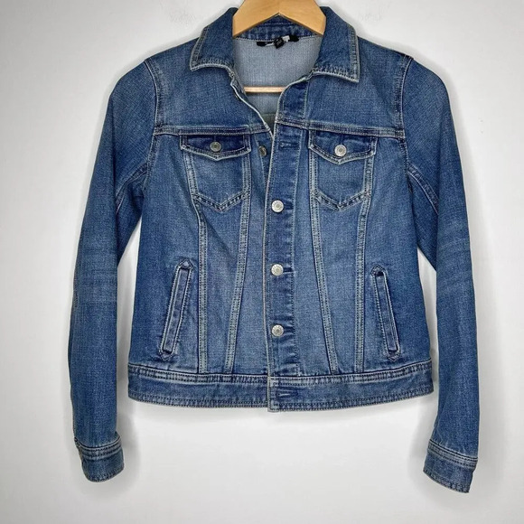 Talbots Classic Denim Jean Jacket Women’s Petite‎ Vintage Wash Blue - Picture 4 of 15